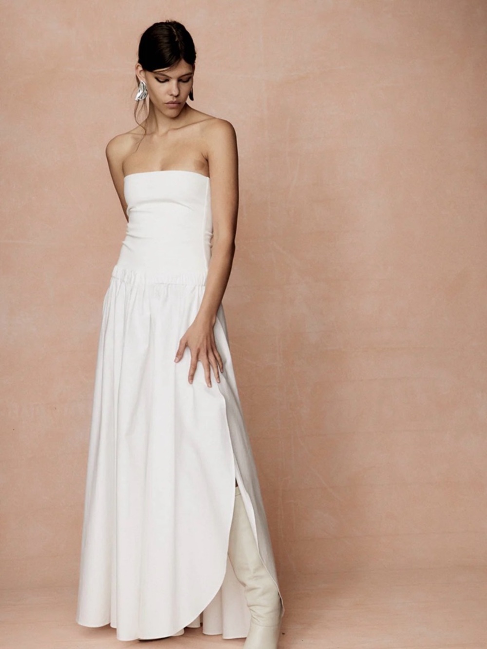 ALEXANDRA DRESS IN WHITE  Strapless Dress Bodice with Smooth Finish